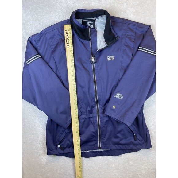 Vintage Starter Jacket Windbreaker Tek 370 Men's Medium Full Zip Navy Blue - Picture 4 of 10